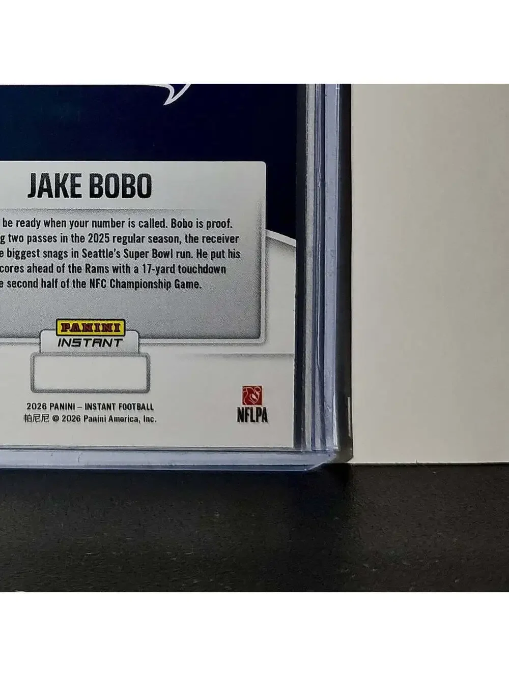 Jake Bobo 2026 Panini NFL Super Bowl LIX Champions #30 Card Seattle Seahawks
